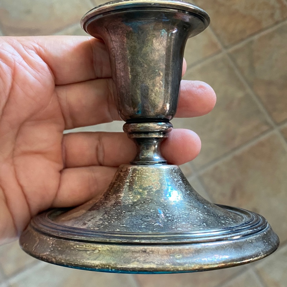 Vintage Silver Candlestick (In two bits) - Picture 3 of 5